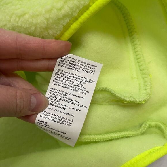 Puma Women’s Neon Green Sherpa Fleece Jacket Relaxed Fit Neon Green Sz Large New - Picture 7 of 8